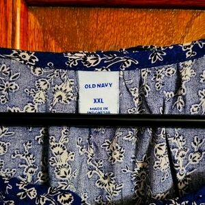 Old Navy Navy Blue Floral Blouse XXL